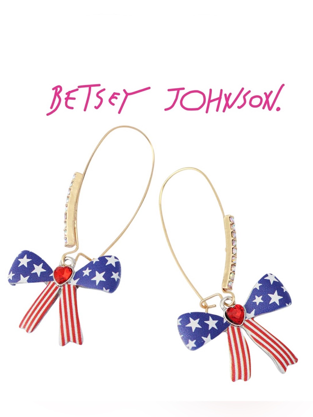 BETSEY JOHNSON
gold plated americana bow dangle earrings